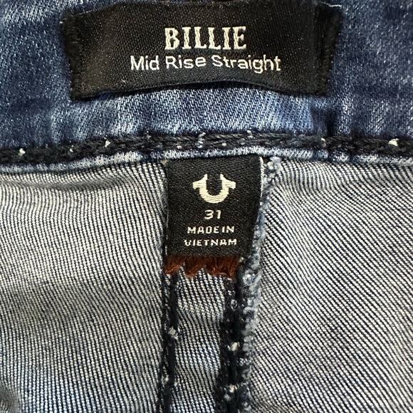 True Religion Classic Blue Mid Rise Straight Leg Jeans - Picture 6 of 15